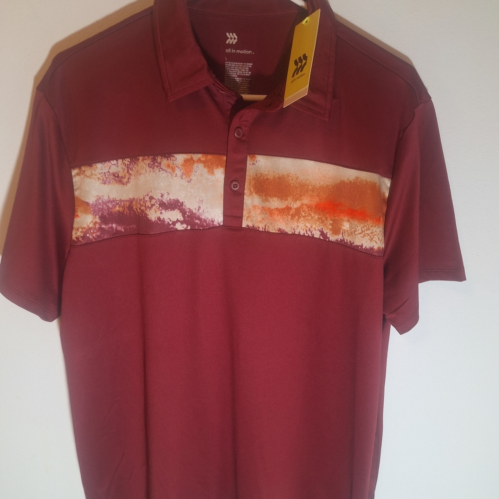 Men's All in Motion Stretch Dry Fit Polo Shirt Red New NWT Medium Short Sleeve